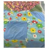 Patchwork Quilted Blanket with Floral and Color Block Design