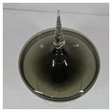 Smoked Glass Pedestal Candy Dish with Lid