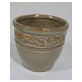 Green Embossed Glass Bowl and Ceramic Planter – Textured Floral Design