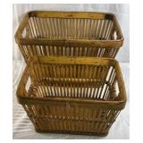 Wicker Storage Basket Set Rectangular Rustic Home Decor