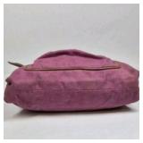 Fossil Crossbody Bag Pink Canvas Brown Leather Trim Adjustable Strap