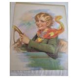 Vintage Western & Portrait Prints Lot of 3 – Cowboy Horse Rider & Woman Illustration Art