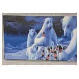 Coca-Cola Polar Bears Canvas Wall Art Pair Winter Scene Coke Decor
