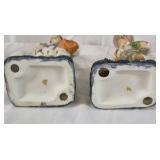Vintage Porcelain Farmer Couple Figurines Man Woman Farm Animals Set