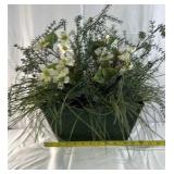 Artificial Floral Arrangement White Flowers Greenery in Decorative Planter
