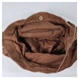 Vintage Brown Leather Shoulder Bag Braided Strap Slouchy Hobo Style Purse
