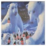 Coca-Cola Polar Bears Canvas Wall Art Pair Winter Scene Coke Decor