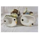 Vintage Farmer Couple Figurines Man Woman Harvest Decor Set