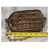Bronze Quilted Crossbody Bag with Chain Strap