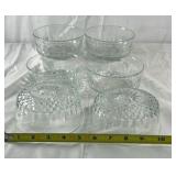 Cut Glass Bowl Set Large Serving Bowls with Matching Dessert Bowls Lot