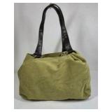Green Suede Shoulder Bag Slouchy Hobo Purse Brown Strap Large Tote Style