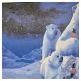 Coca-Cola Polar Bears Canvas Wall Art Pair Winter Scene Coke Decor