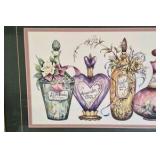 Vintage Framed Wall Art Set Cherub Angels & Perfume Bottles Prints