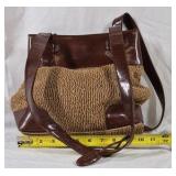 Franco Sarto Woven Straw and Leather Shoulder Bag