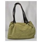 Green Suede Shoulder Bag Slouchy Hobo Purse Brown Strap Large Tote Style