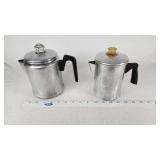 Vintage Aluminum Coffee Percolators with Black Handles
