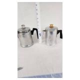 Vintage Aluminum Coffee Percolators with Black Handles