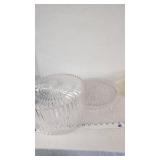 Clear Glass Cake Stand with Lid and Yellow Glass Bowl