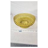Clear Glass Cake Stand with Lid and Yellow Glass Bowl