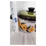 Vintage Floral and Aluminum Cookware Set Including Casserole Dish and Saucepan