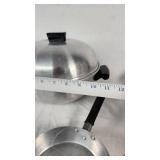 Vintage Floral and Aluminum Cookware Set Including Casserole Dish and Saucepan