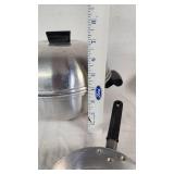 Vintage Floral and Aluminum Cookware Set Including Casserole Dish and Saucepan