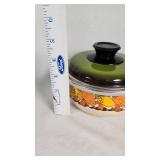 Vintage Floral and Aluminum Cookware Set Including Casserole Dish and Saucepan