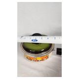 Vintage Floral and Aluminum Cookware Set Including Casserole Dish and Saucepan