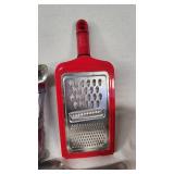 Assorted Vintage Kitchen Utensils including Sift-Chine Sifter, Grater, and Knives