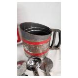 Assorted Vintage Kitchen Utensils including Sift-Chine Sifter, Grater, and Knives