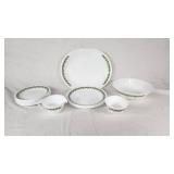 Corelle Dinnerware Set with Green Floral Pattern, Plates, Bowls