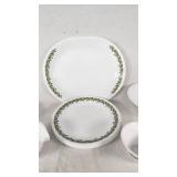 Corelle Dinnerware Set with Green Floral Pattern, Plates, Bowls