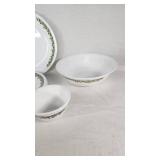 Corelle Dinnerware Set with Green Floral Pattern, Plates, Bowls