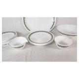 Corelle Dinnerware Set with Green Floral Pattern, Plates, Bowls