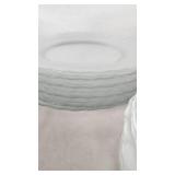 Clear Glass Dinnerware Including Plates, Bowls, and Cups