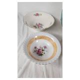 Vintage Kitchenware Including CorningWare Casserole, Pyrex Bowl, and Floral Dishware