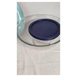 Vintage Kitchenware Including CorningWare Casserole, Pyrex Bowl, and Floral Dishware