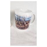 Glass Beer Stein with Pewter Lid, Minnesota National Guard Mug, and Terry Redlin "The Birch Line" Mug