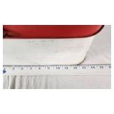 Vintage Metal Bread Box with Red Lid