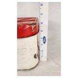 Vintage Metal Bread Box with Red Lid