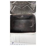 Vintage Metal Bread Box with Red Lid