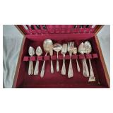1847 Rogers Bros Silverplate Flatware Set in Wooden Case