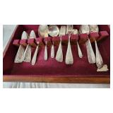1847 Rogers Bros Silverplate Flatware Set in Wooden Case