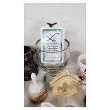 Assorted Vintage Collectible Items including Uncle Sam Mug, Decorative Plates, and Figurines