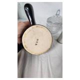 Vintage Kitchenware including Japan Teapots, Glassware, and Wooden Canisters including Jeanette Amberina Swan Glass Trinket Box