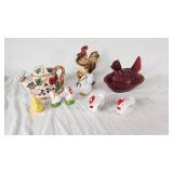 Lot of Chicken and Rooster Themed Decorative Items