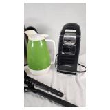 Hamilton Beach Electric Can Opener, GE Stainless Steel Percolator, and Kitchen Utensils Set