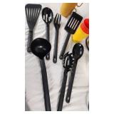 Hamilton Beach Electric Can Opener, GE Stainless Steel Percolator, and Kitchen Utensils Set