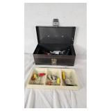 Metal Toolbox with Electrical Tools and Connectors