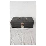 Metal Toolbox with Electrical Tools and Connectors